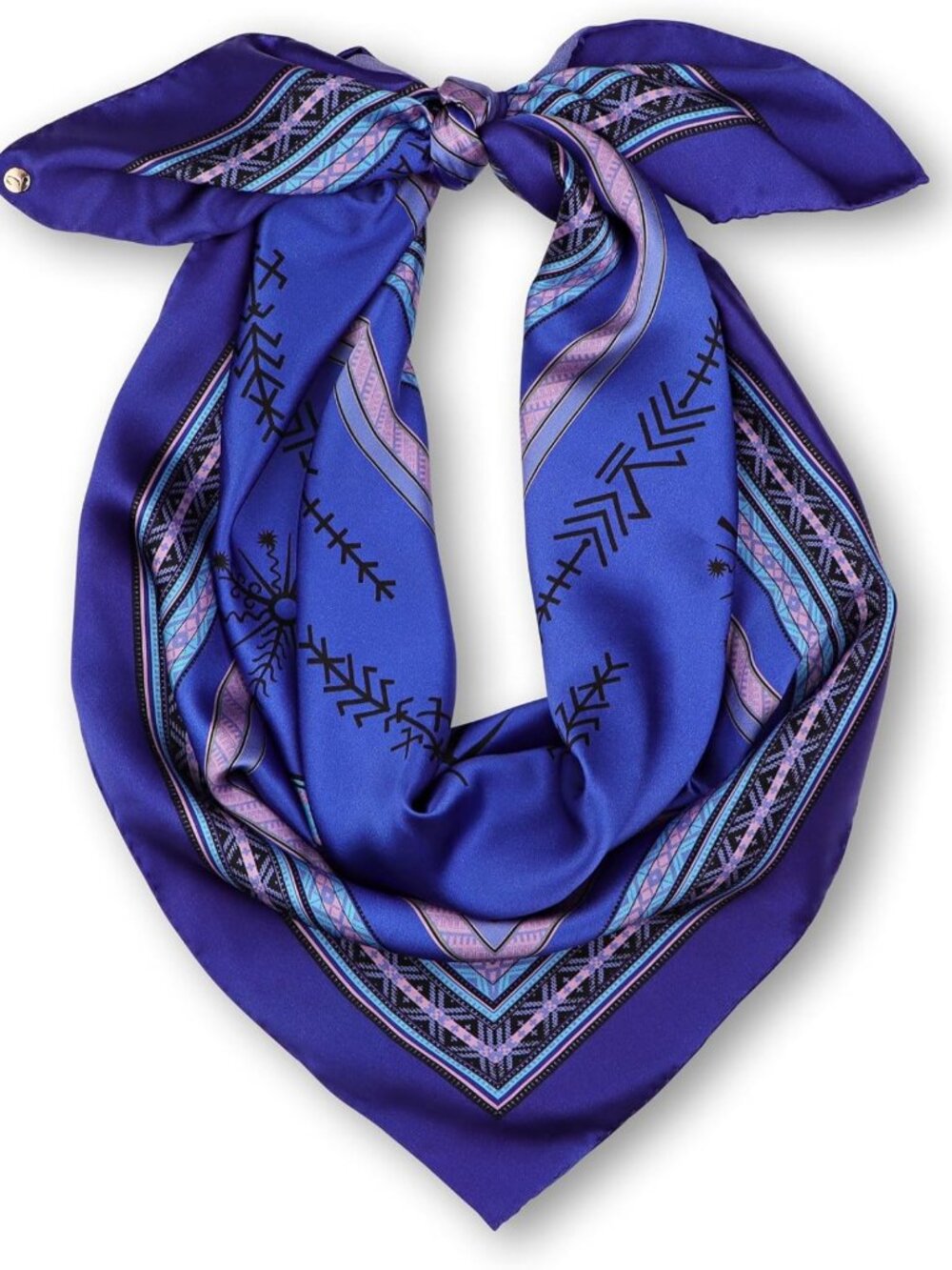 Elegant 100% Silk Scarf for Women - 35x35 in, Baltic Pattern, Fashion Accessory